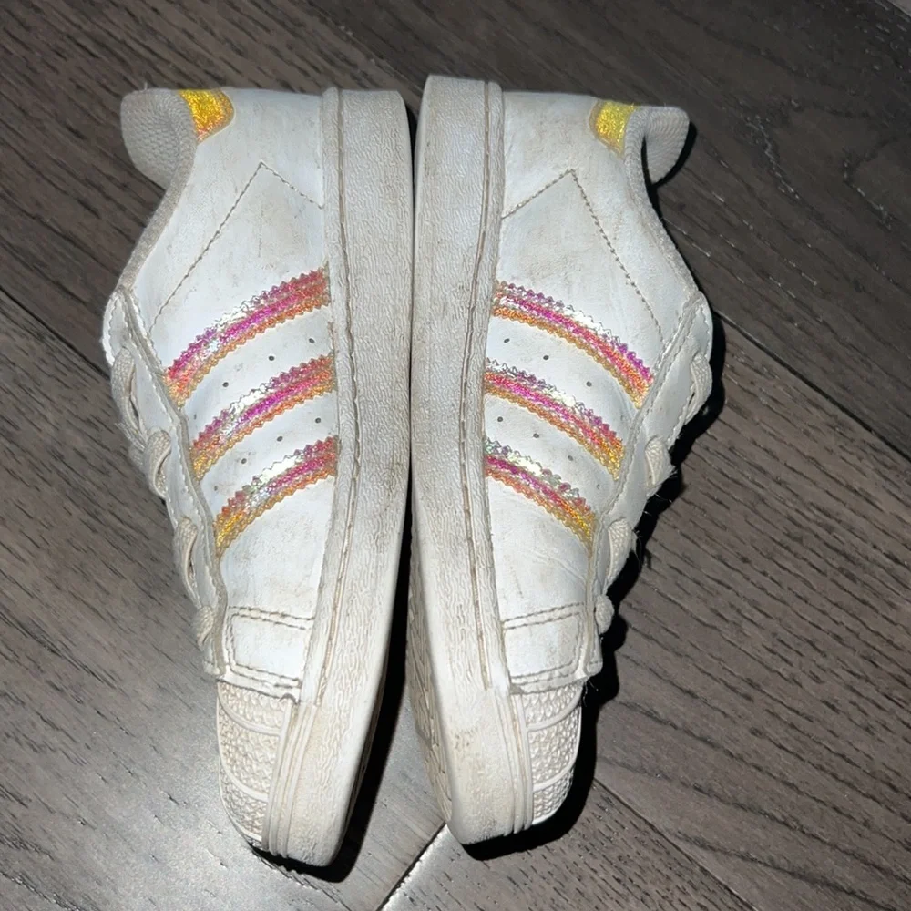 Toddler Adidas lace up iridescent sneakers